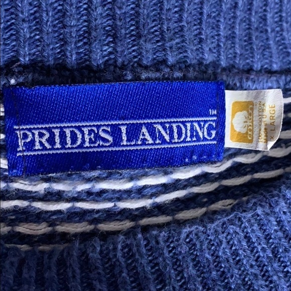 Vintage prides landing embroidered knit pullover blue textured sweater XL - Picture 3 of 10